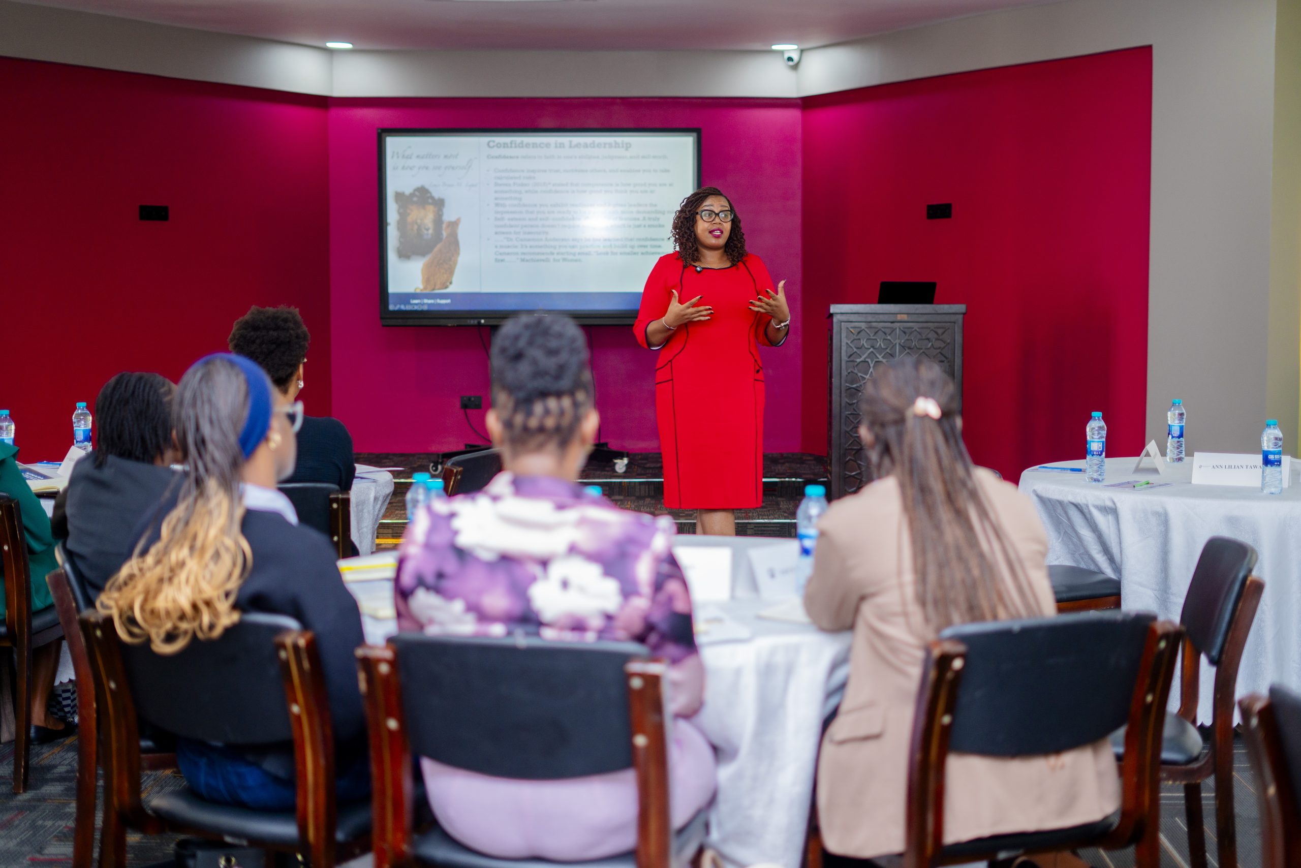 The instructor is conducting a session for the KINARA leadership participants.